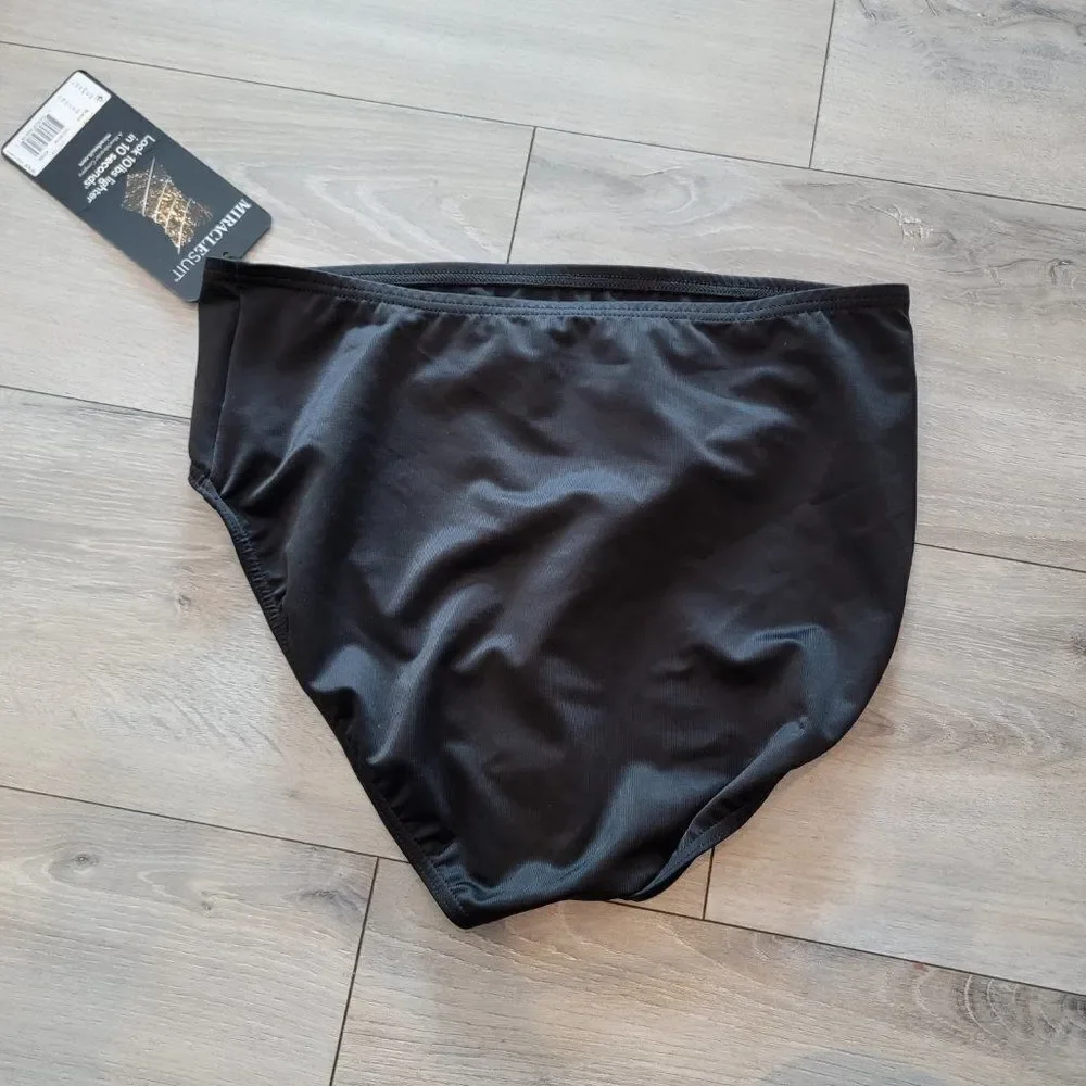 Miraclesuit Women black Basic High Waist Slimming Brief Swimsuit bottom size 14
